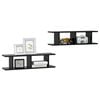 vidaXL Wall Shelf Set of 2 Black Engineered wood 29.5x7.1x7.9 in