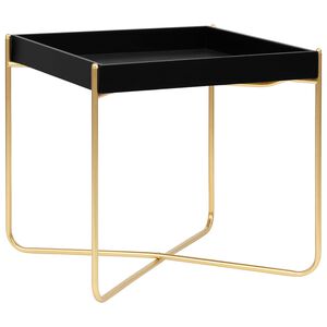 vidaXL Side Table Black and Gold MDF and Steel Small Durable