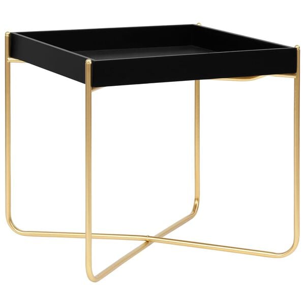 vidaXL Side Table Black and Gold MDF and Steel Small Durable
