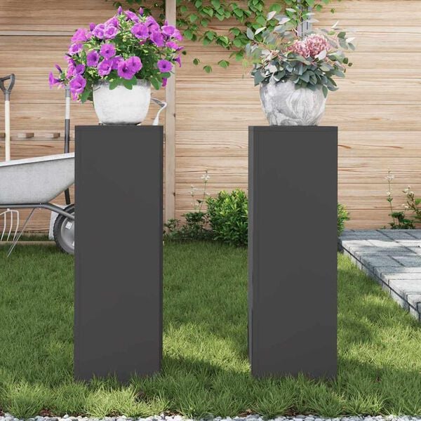 vidaXL Plant Stand 2 pcs Black 9.45 x 9.45 x 29.53 in Steel