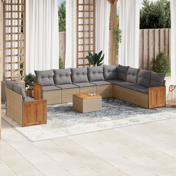 vidaXL Garden Sofa Set Beige, Light grey