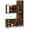 vidaXL Bathroom Furniture Set Smoked oak Engineered wood, metal, glass