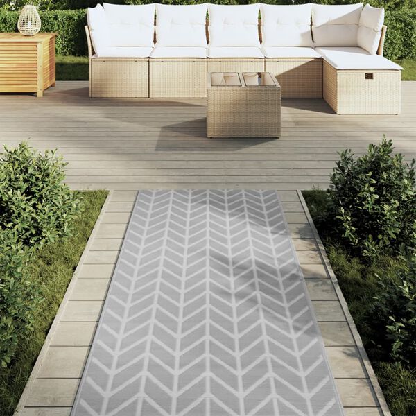 vidaXL Outdoor Carpet Grey Polypropylene (PP) 31.5x98.4 in Portable