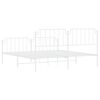 vidaXL Bed Frame White Powder-Coated Steel Full Bed Frame Rectangular