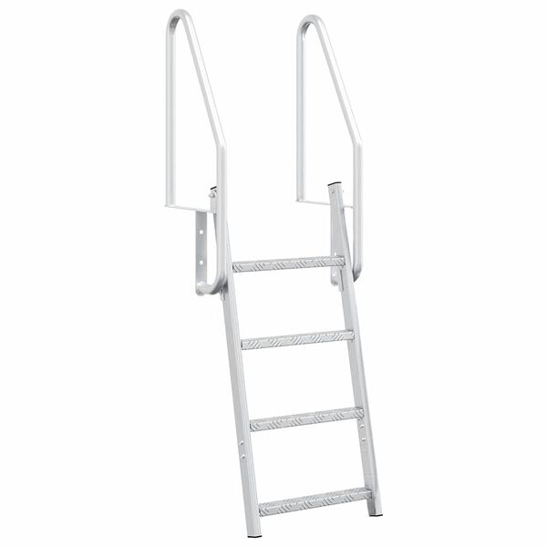 vidaXL 4-Step Dock Ladder Silver 22.83 x 30.31 x 65.35 in Aluminium