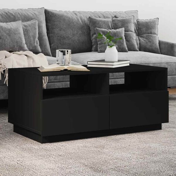 vidaXL Coffee Table Black Engineered wood 35.4 in x 19.3 in x 15.7 in