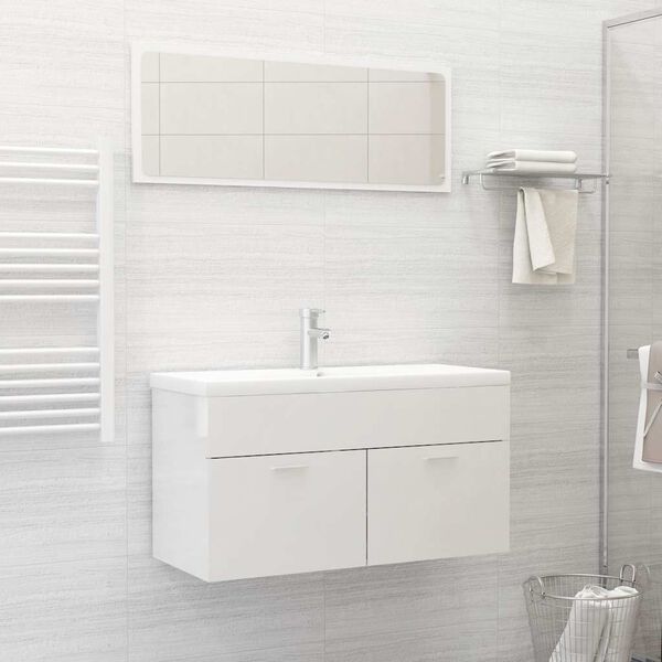 vidaXL Bathroom Furniture Set High gloss white Engineered wood, acrylic