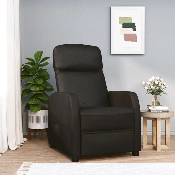 vidaXL Recliner Black Faux leather, plywood, iron Standard