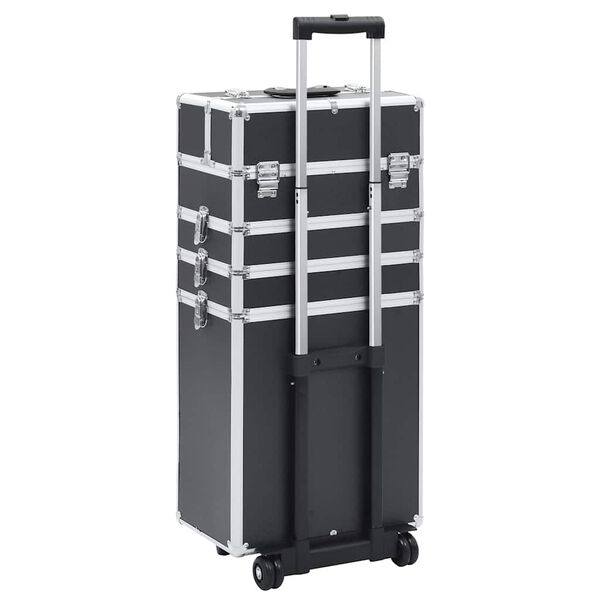 vidaXL Make-up Trolley Aluminium Black