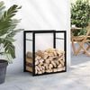 vidaXL Firewood Rack Matt Black 19.7"x11"x22" Steel