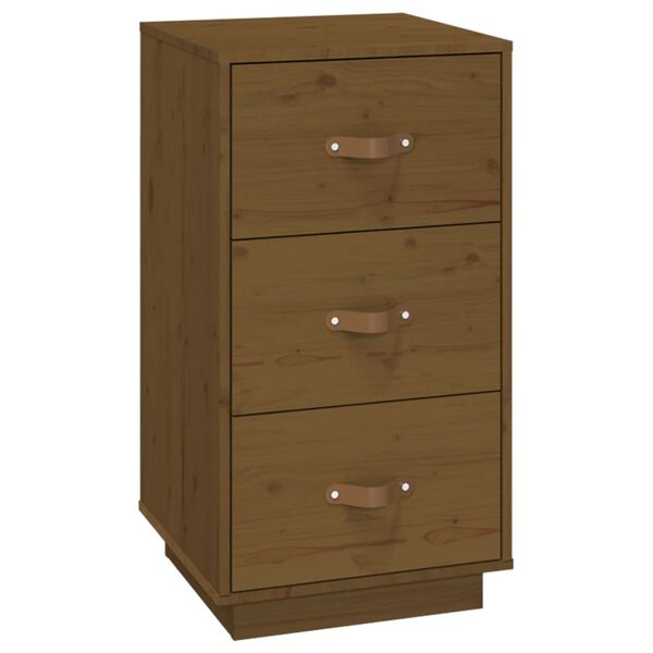 vidaXL Bedside Cabinet Honey Brown Solid Pine Wood 15.7x15.7x29.5 in