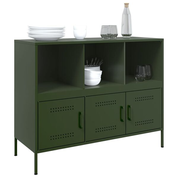 vidaXL Sideboard Olive green Cold-rolled steel Medium Adjustable Feet