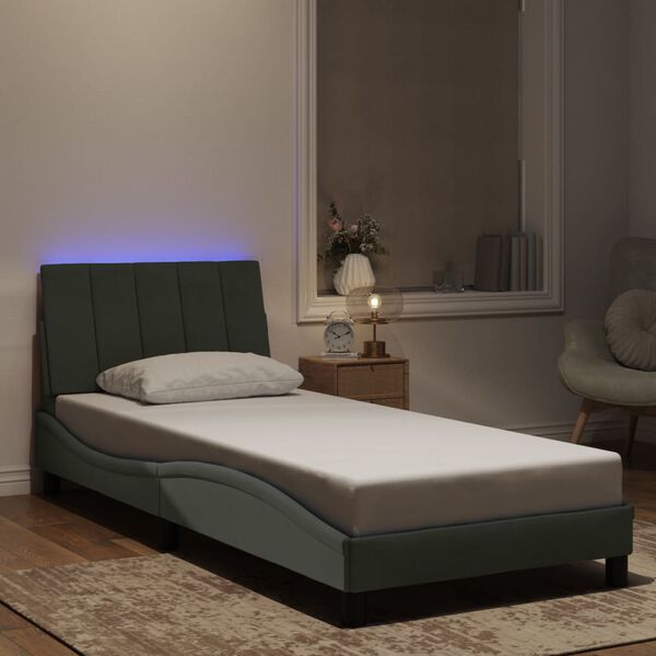 vidaXL Bed Frame Light grey Velvet Single Bed Frame Rectangular