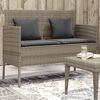 vidaXL Garden Bench Grey PE Rattan 44.5 in x 24.0 in x 34.3 in Storage