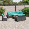 vidaXL 9 Piece Garden Sofa Set with Cushions Black Poly Rattan