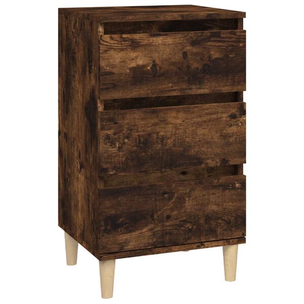 vidaXL Bedside Cabinet Smoked Oak Engineered wood, solid eucalyptus wood