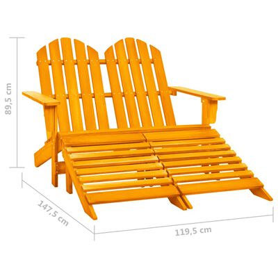 vidaXL 2-Seater Patio Adirondack Chair&Ottoman Fir Wood Orange