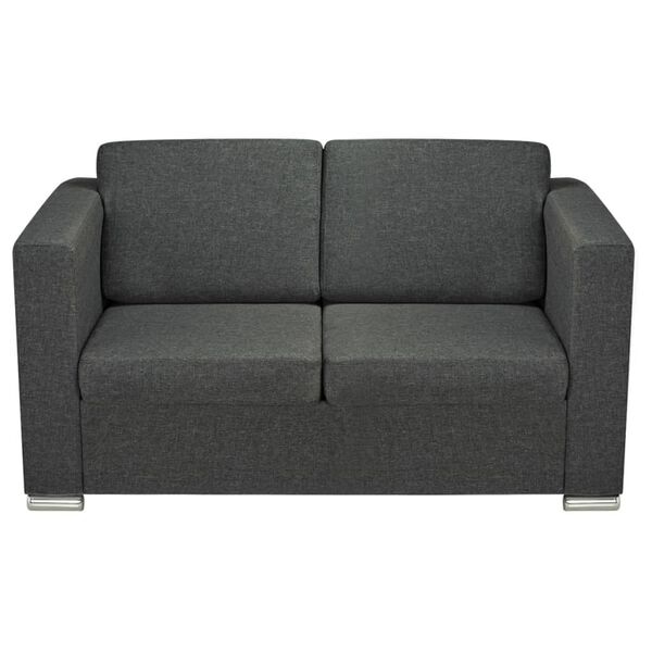 vidaXL Sofa Set Dark grey Wooden frame, polyester fabric, chrome legs