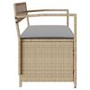 vidaXL Garden Storage Bench with Cushion Beige Poly Rattan
