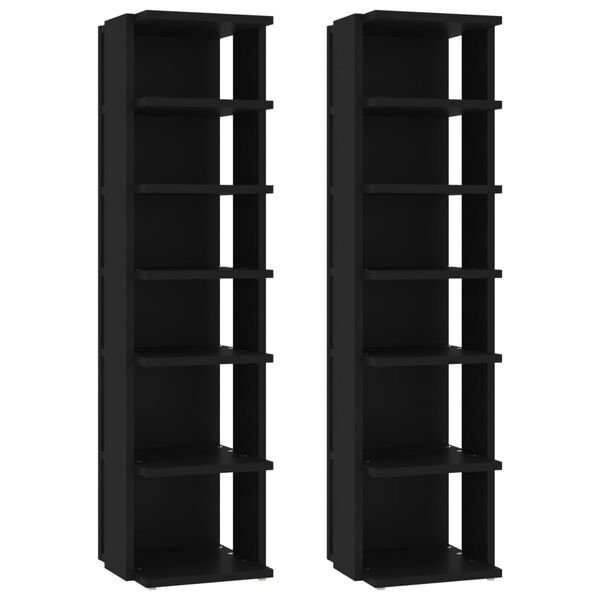 vidaXL Shoe Cabinet Set of 2 Black Engineered wood Compact