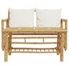 vidaXL Garden Set Cream White (Cushion) Bamboo, Polyester 2-seater