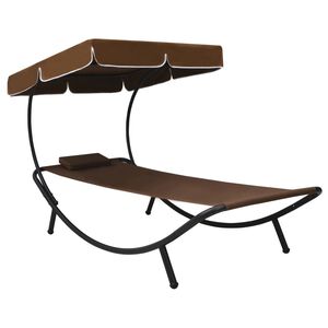 vidaXL Sun Lounger Brown Oxford fabric, steel Single Durable