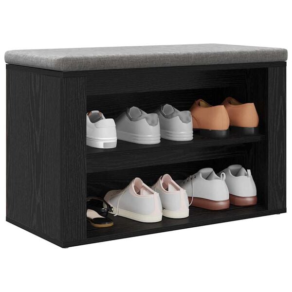 vidaXL Shoe Rack with Shelf Black oak 75 x 35 x 45 cm Engineered wood