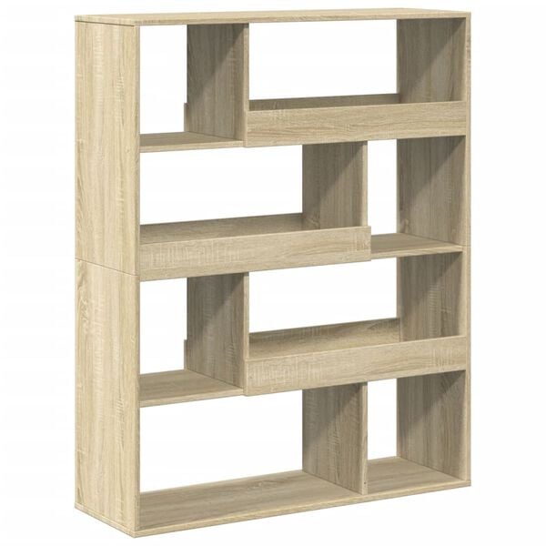 vidaXL Bookcase Sonoma Oak 39.4x13.0x49.4" Engineered Wood