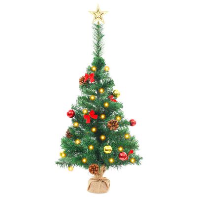 vidaXL Artificial Christmas Tree with Baubles and LEDs Green 2 ft