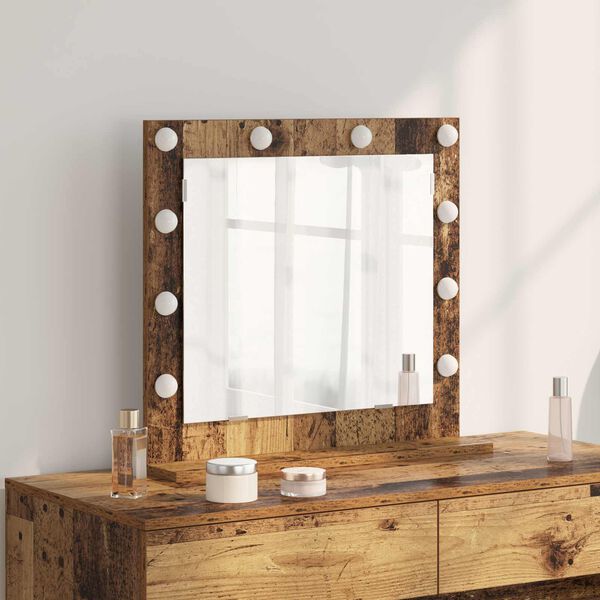 vidaXL Vanity Mirror with Mirror Old Wood 23.62 x 21.65 x 7.09 in