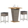 vidaXL Garden Bar Set Grey PE Rattan, Powder-Coated Steel, Solid Acacia Wood