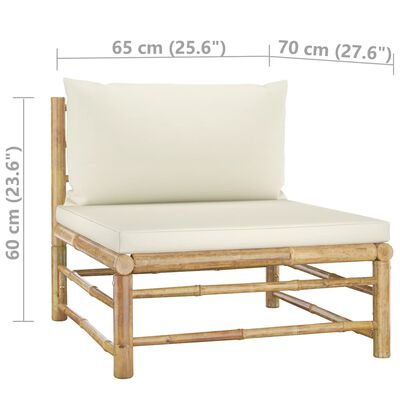vidaXL 4 Piece Patio Lounge Set with Cream White Cushions Bamboo