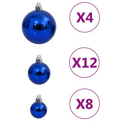 vidaXL 111 Piece Christmas Bauble Set Blue Polystyrene