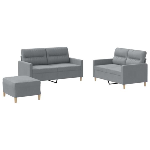 vidaXL Sofa Set Light Grey Polyester Medium Sofa Set Rectangular