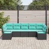 vidaXL Garden Sofa Set 7 pcs Black Poly rattan