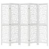 vidaXL Room Divider 5 Panels White Solid Wood Paulownia