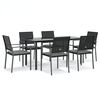 vidaXL 7 Piece Patio Dining Set with Cushions Poly Rattan and Steel
