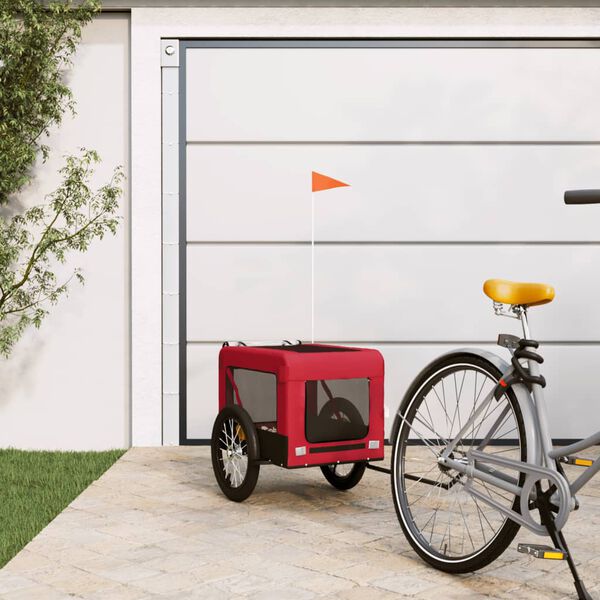 vidaXL Pet Bike Trailer Red and Black Oxford fabric, Iron, PVC Small