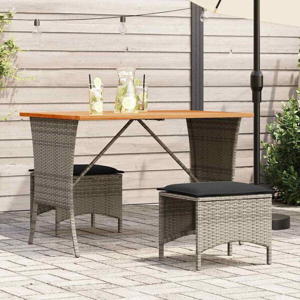 vidaXL Garden Table Grey PE rattan Standard UV-resistant materials