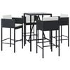 vidaXL Garden Bar Set Black, Cream White PE Rattan, Powder-coated Steel