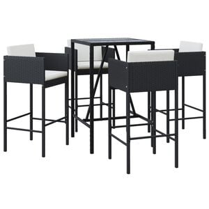 vidaXL Garden Bar Set Black, Cream White PE Rattan, Powder-coated Steel