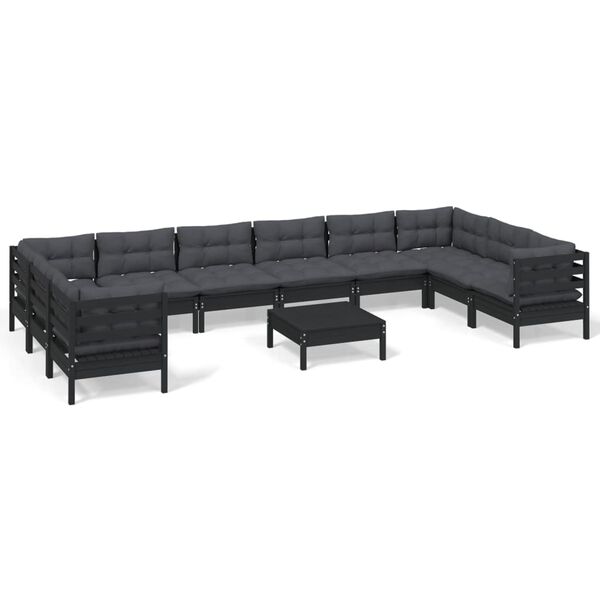 vidaXL Garden Lounge Set Black and anthracite