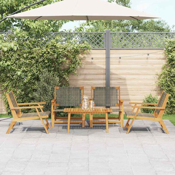 vidaXL Garden Chairs with Table 5 pcs Gray 35.4" x 17.7" x 15.7