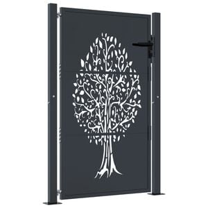 vidaXL Garden Gate Anthracite 39.4x49.2" Steel Tree Design