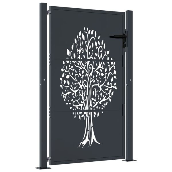 vidaXL Garden Gate Anthracite 39.4x49.2" Steel Tree Design