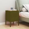 vidaXL Nightstand Olive Green Steel 13.8 x 13.8 x 20.1 in Nightstand