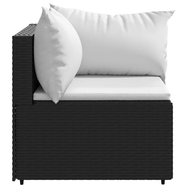 vidaXL Patio Corner Sofa Black PE rattan Compact Adjustable Feet