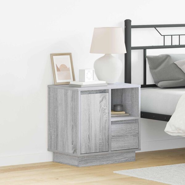 vidaXL Bedside Cabinet Grey 19.69 x 13.58 x 19.69 in Engineered wood