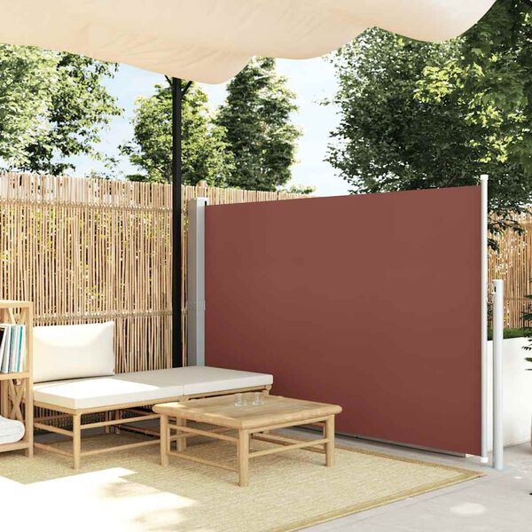 vidaXL Side Awning Brown Polyester 55.1 x 197.0 in Retractable
