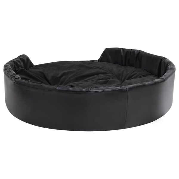 vidaXL Dog Bed Black Faux Leather Medium Dog Bed Rectangular